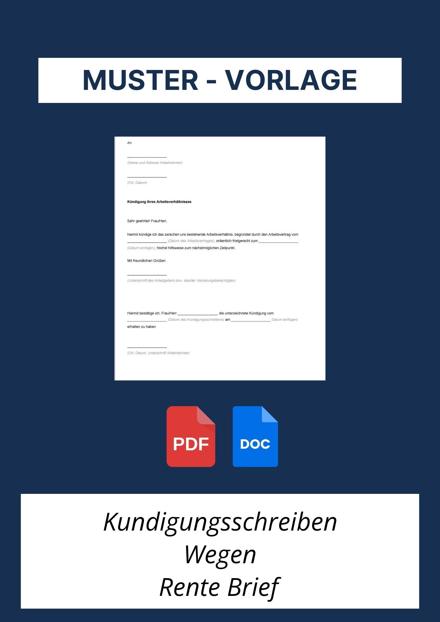 K ndigungsschreiben Wegen Rente Musterbrief